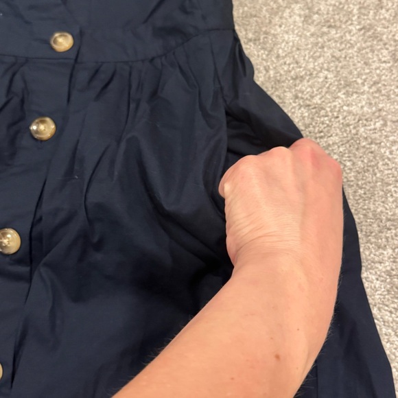 J. Crew Factory Rosina Poplin Navy Button Front Fit & Flare Wrap Midi Dress sz 6 - Picture 5 of 9